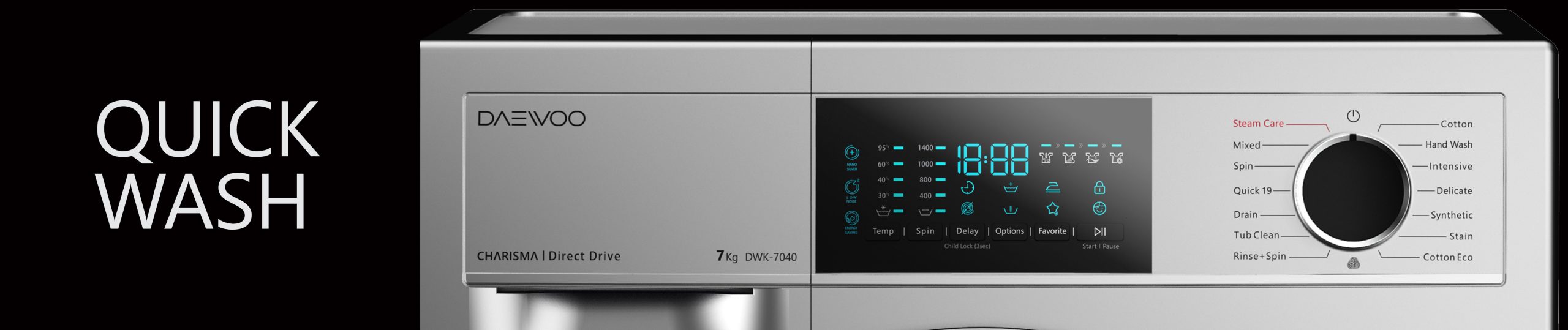 قابلیت شستشوی سریع ماشین ظرفشویی کاریزما دوو