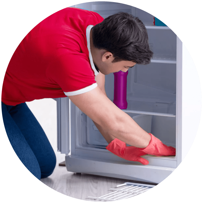 تمیزکاری طبقات شیشه ای یخچال فریزر